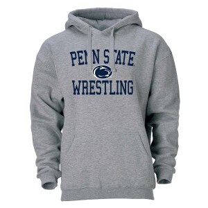 Oxford hooded sweatshirt with Penn State Wrestling and Athletic Logo
